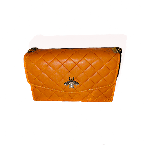Sac bandoulière matelassé avec motif abeille – Orange vif