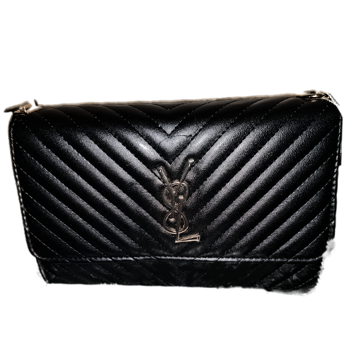Sac bandoulière matelassé noir – Détails en métal argenté
