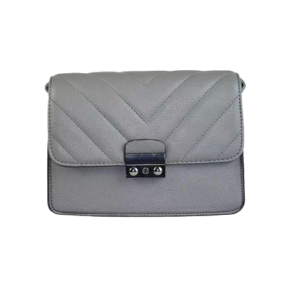 Sac pochette en cuir matelassé - Gris élégant