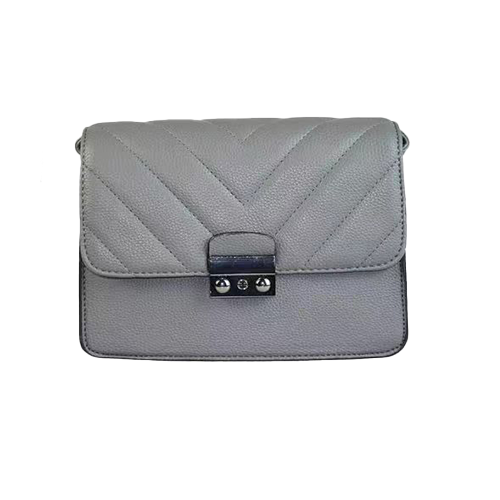 Sac pochette en cuir matelassé – Gris élégant
