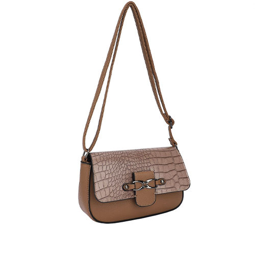 Sac bandoulière en cuir texturé marron