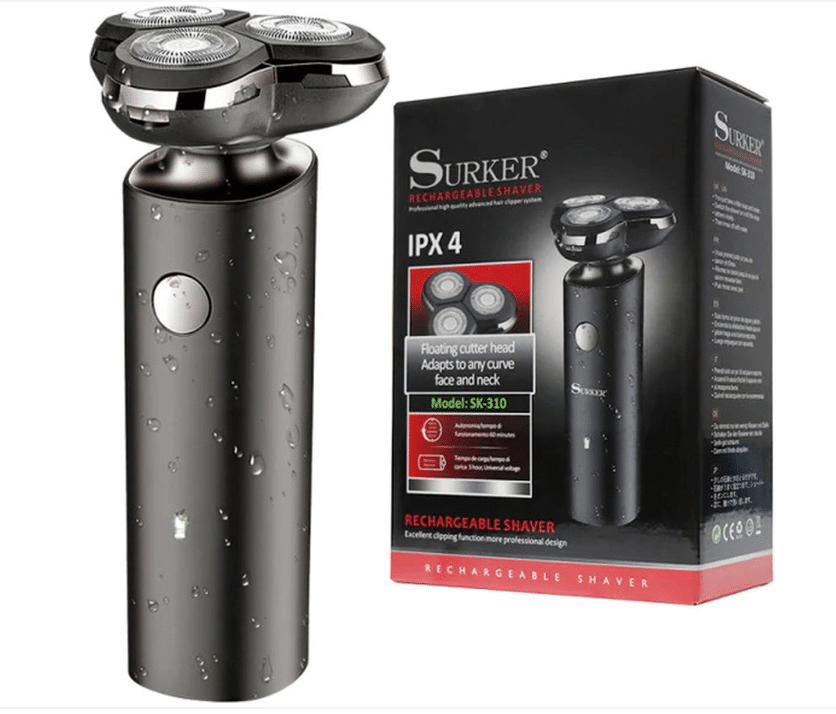 Surker 3in1 rasoir électrique rasoir rasage barbe Machine pour hommes tondeuse à barbe Droog et humide Rechargeable lavable tête 3D Dual lames